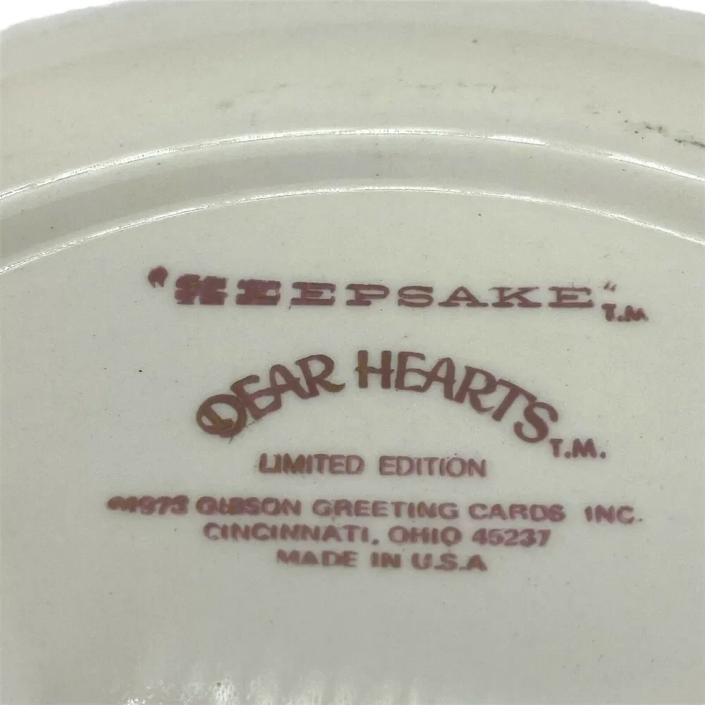 Dear Hearts White Yellow Round Shaped Keepsake Plate Set Of Two Vintage 1973